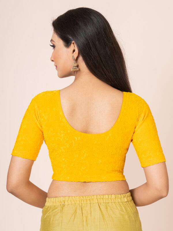 Round Neck Braso Cotton Lycra Stretchable Elbow Sleeve Readymade Saree Blouse for Women - Image 4