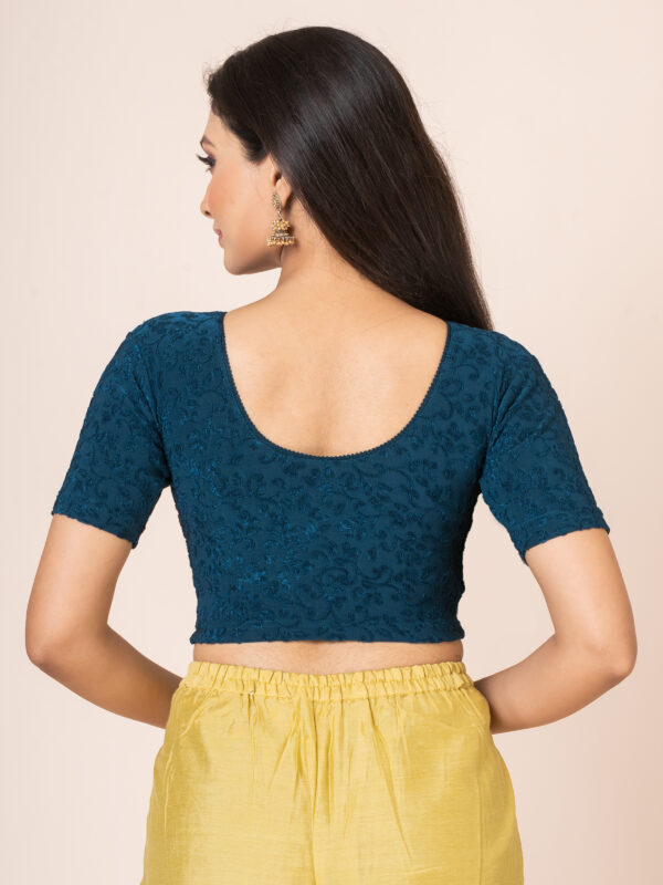 Round Neck Braso Cotton Lycra Stretchable Elbow Sleeve Readymade Saree Blouse for Women - Image 5