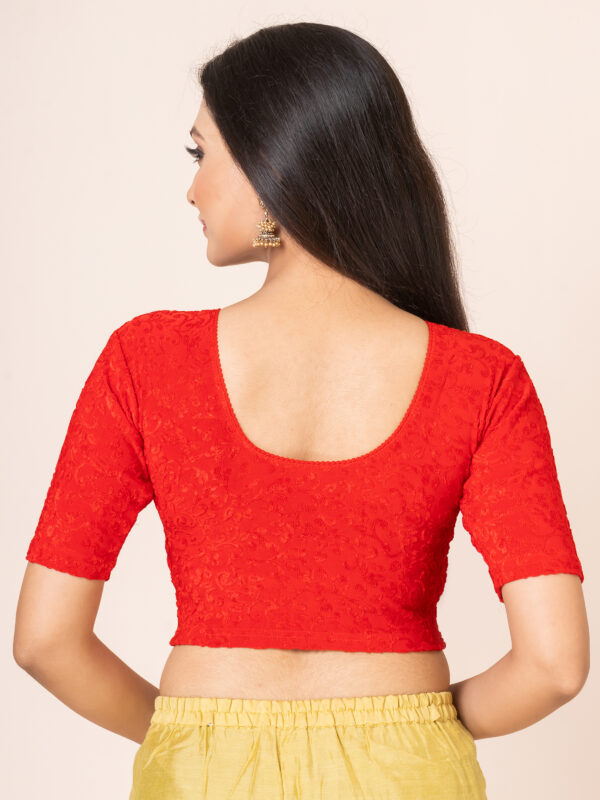 Round Neck Braso Cotton Lycra Stretchable Elbow Sleeve Readymade Saree Blouse for Women - Image 5