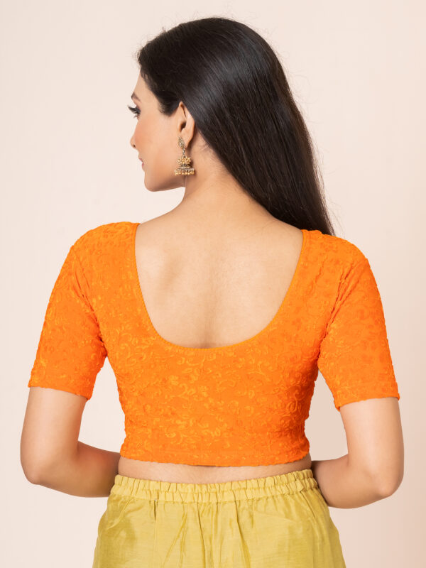 Round Neck Braso Cotton Lycra Stretchable Elbow Sleeve Readymade Saree Blouse for Women - Image 5