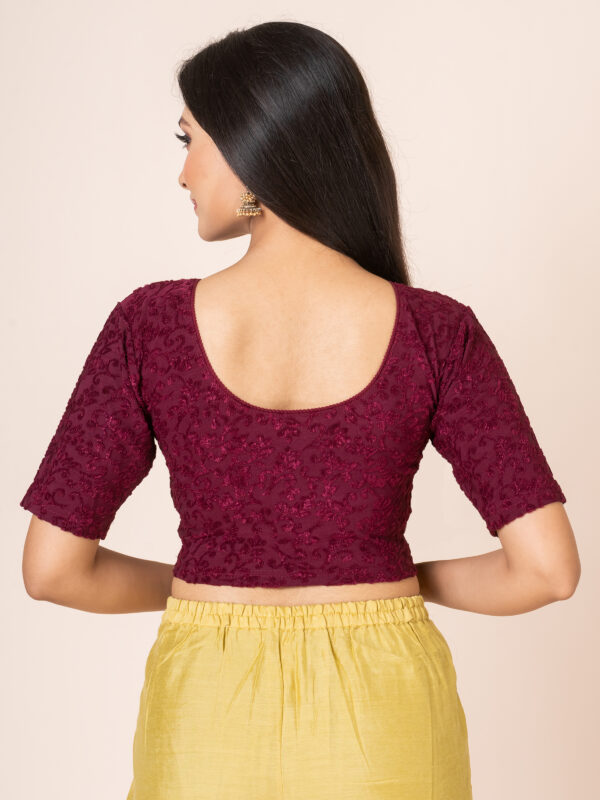 Round Neck Braso Cotton Lycra Stretchable Elbow Sleeve Readymade Saree Blouse for Women - Image 5