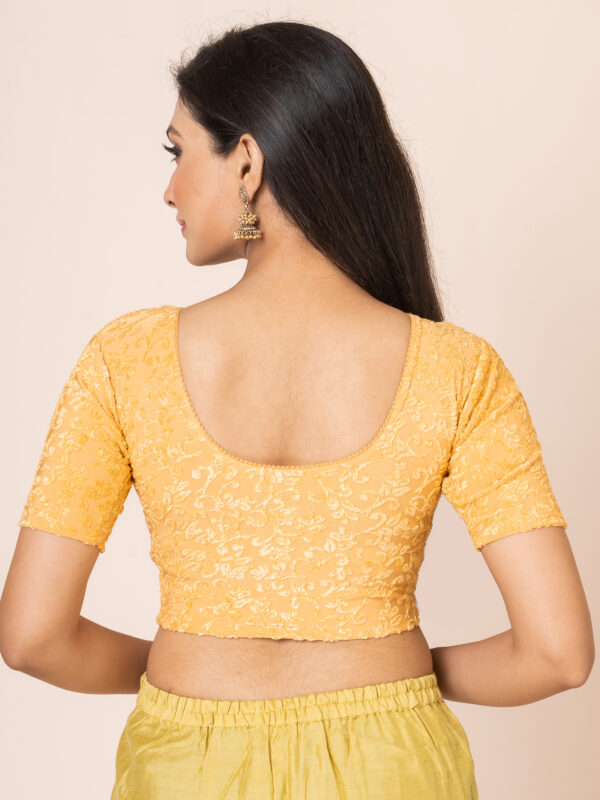 Round Neck Braso Cotton Lycra Stretchable Elbow Sleeve Readymade Saree Blouse for Women - Image 5
