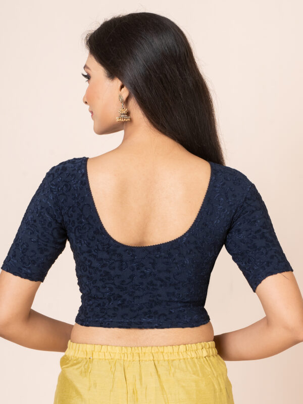 Round Neck Braso Cotton Lycra Stretchable Elbow Sleeve Readymade Saree Blouse for Women - Image 5