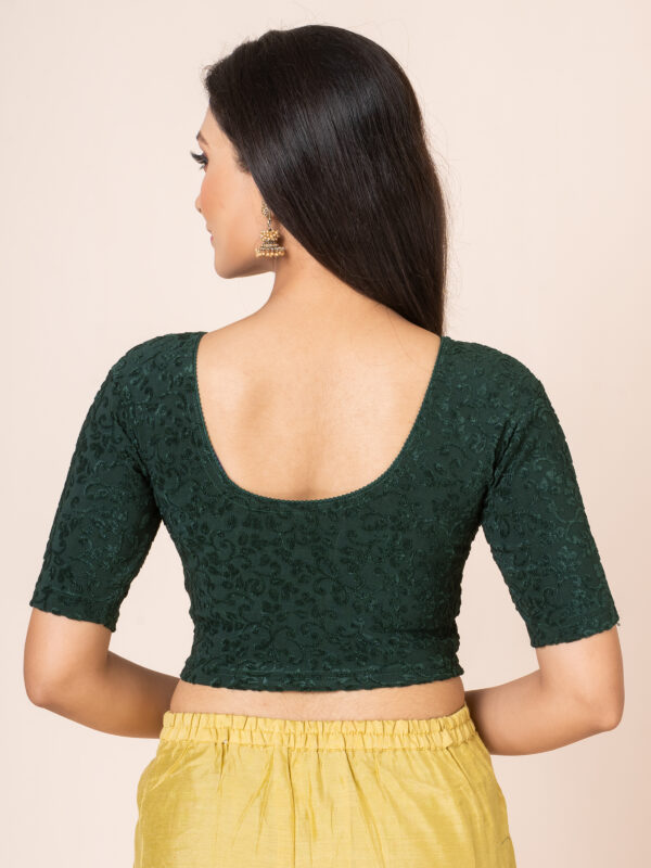 Round Neck Braso Cotton Lycra Stretchable Elbow Sleeve Readymade Saree Blouse for Women - Image 5