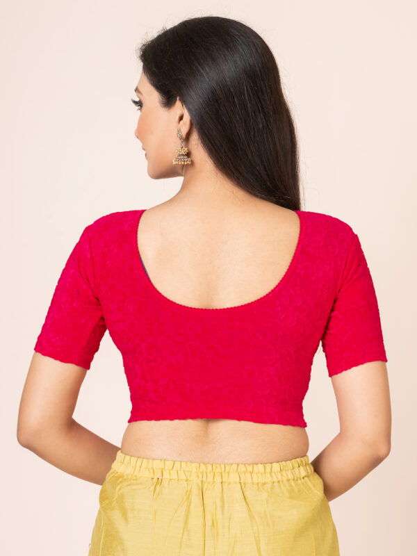 Round Neck Braso Cotton Lycra Stretchable Elbow Sleeve Readymade Saree Blouse for Women - Image 5