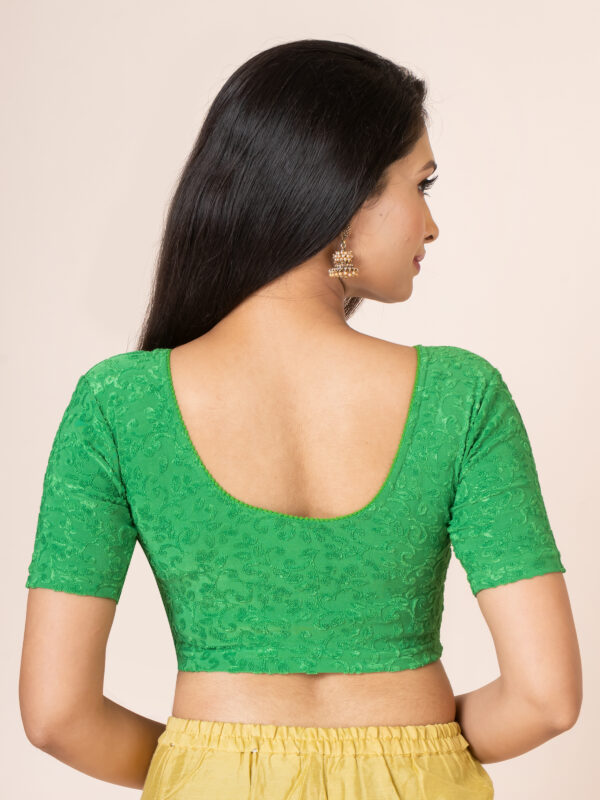 Round Neck Braso Cotton Lycra Stretchable Elbow Sleeve Readymade Saree Blouse for Women - Image 5