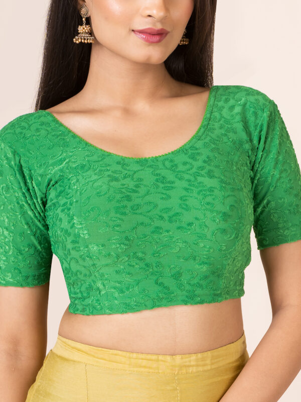 Round Neck Braso Cotton Lycra Stretchable Elbow Sleeve Readymade Saree Blouse for Women - Image 4
