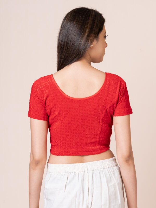 Women's Round Neck Braso Cotton Lycra Stretchable Half Sleeve Readymade Saree Blouse for Women - Image 4